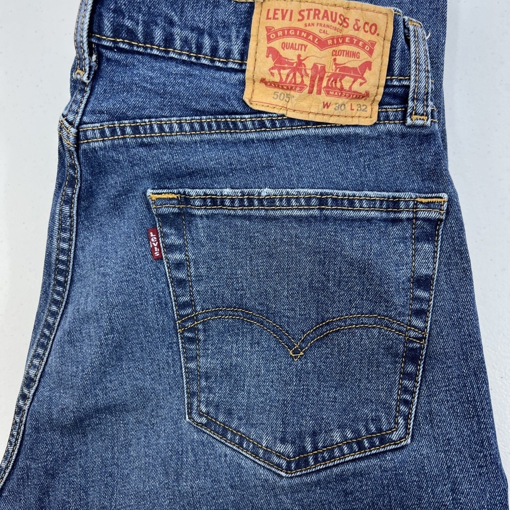 Levi's 505 Straight Blue Denim Casual Jeans Size 30